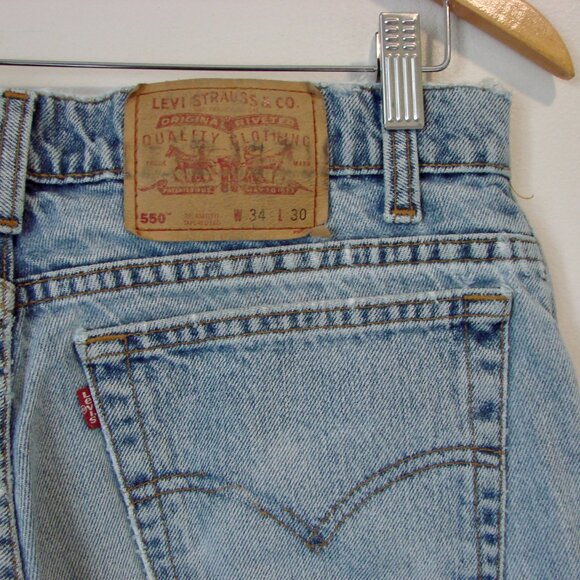 Vintage Levi's 550 Jeans Relaxed Fit Tapered Leg Black Batwing 1991 90s 34 x 30 - Picture 12 of 15